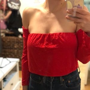 Red off the shoulder top
